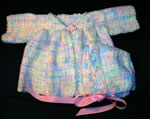 Baby set woven with acrylic/nylon chenille type yarn